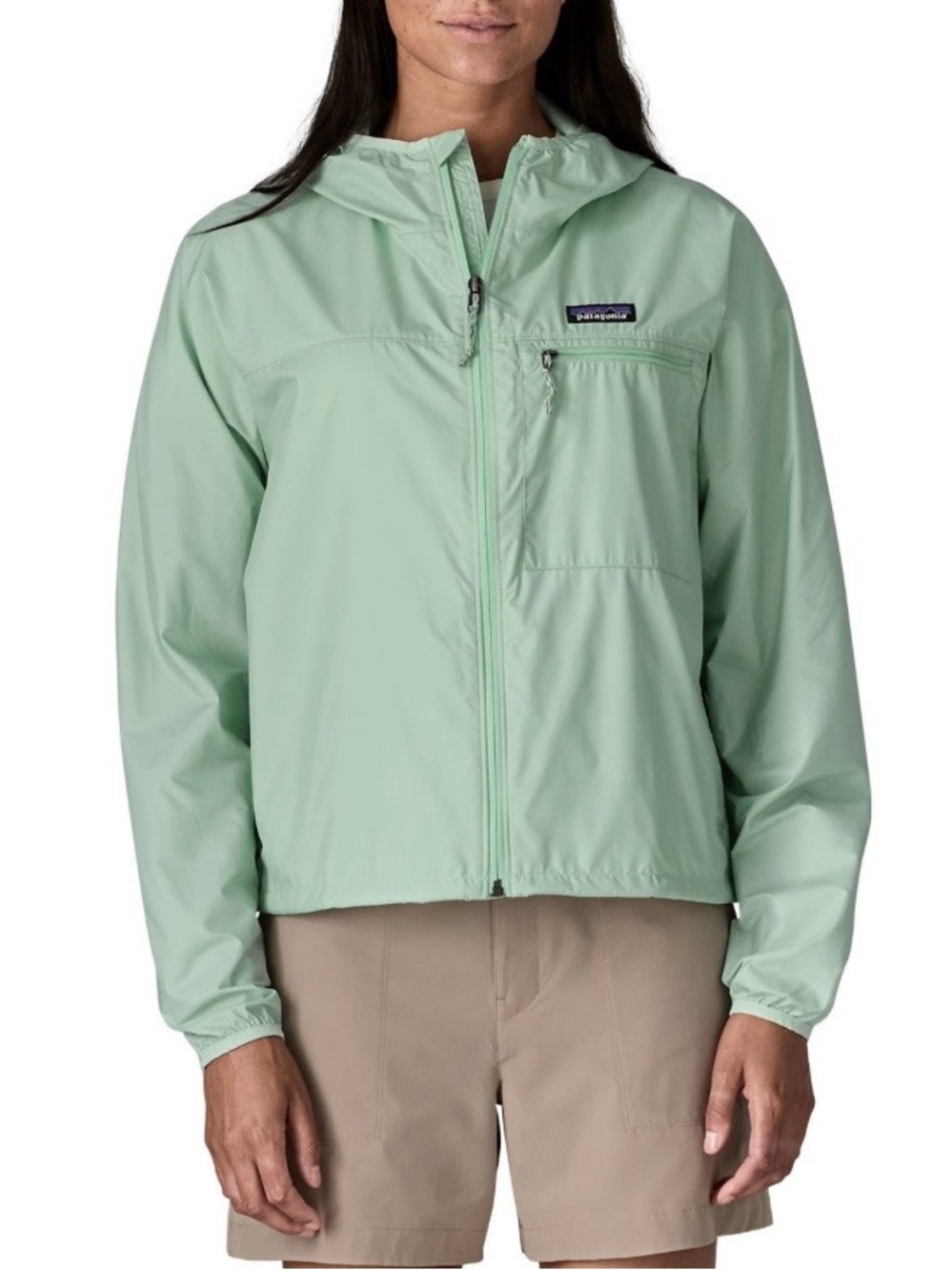 Patagonia Women's Light Mint Hooded Windbreaker Jacket
